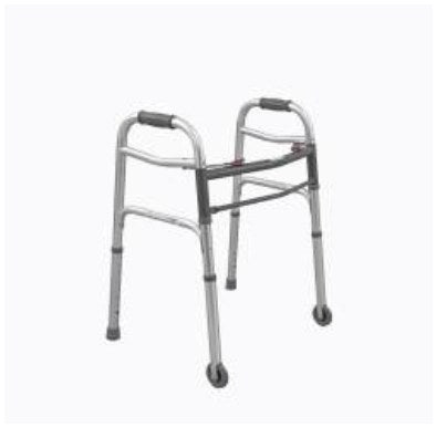 Deambulatore Fisso Pieghevole con Due Ruote Fisse e Due Puntali Dimensioni Ridotte - DE7