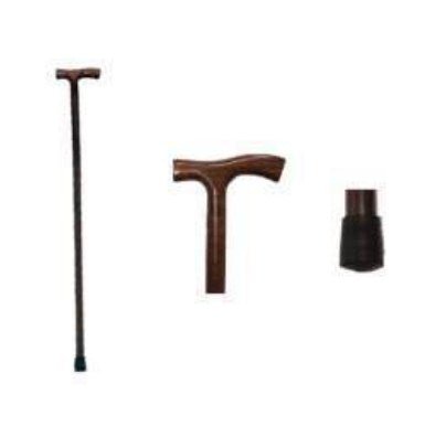 Bastone in Legno Lucido con Impugnatura a T per Donna - B02 - Ausili Disabili Roma