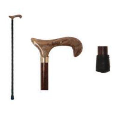 Bastone in Legno Lucido con Impugnatura Fisiologica Effetto Corno Uomo / Donna - B12 - Ausili Disabili Roma