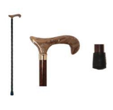 Bastone in Legno Lucido con Impugnatura Fisiologica Effetto Corno Uomo / Donna - B12