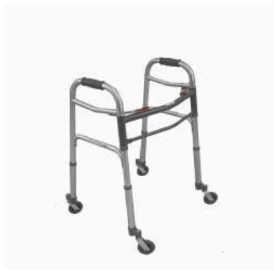 Deambulatore Fisso Pieghevole con Quattro Ruote Piroettanti Dimensioni Ridotte - DE11 - Ausili Disabili Roma